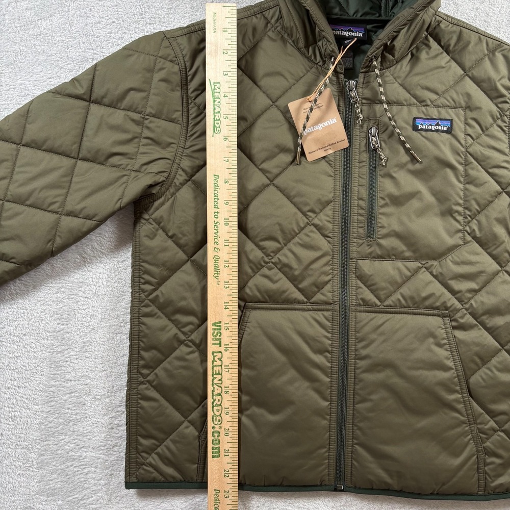 Patagonia Bomber Hoody Womens Small Basin Green Diamond Quilted Full Zip Jacket - Picture 7 of 8